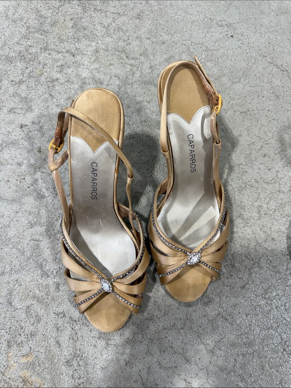 Caparros Gold Strappy Rhinestone Dress Sandals